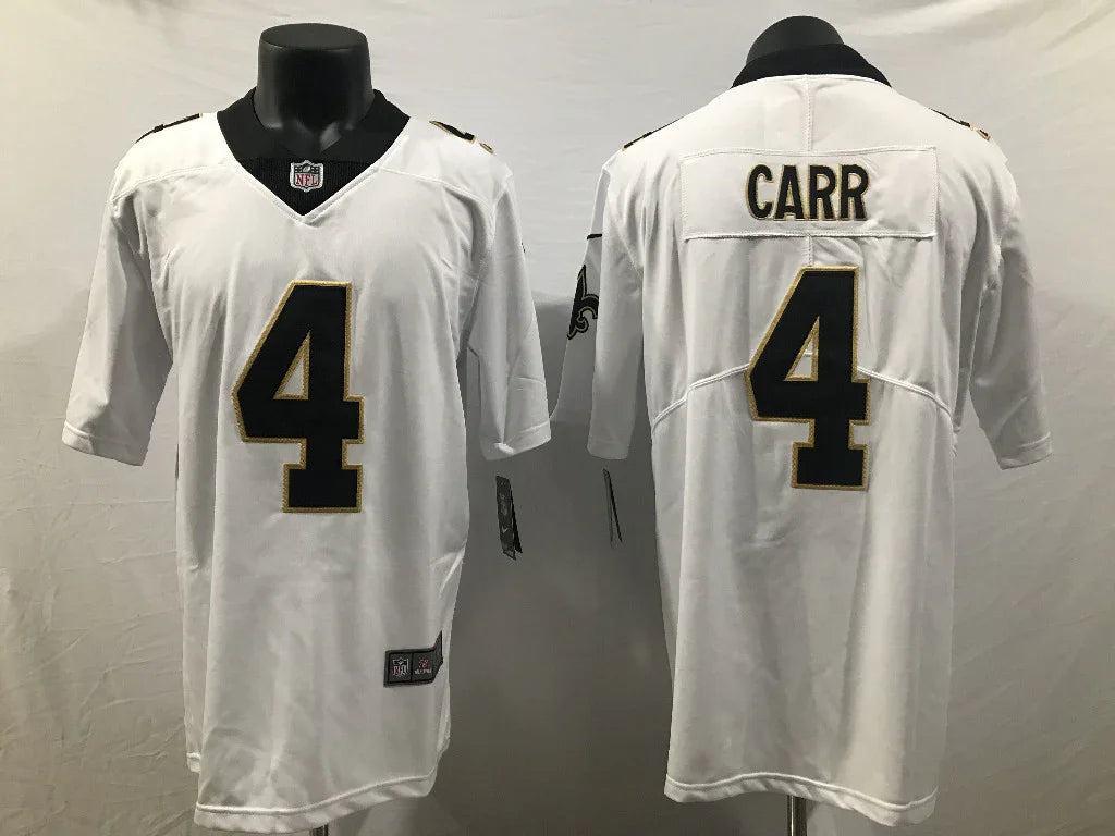 Saints 25/26 Carr #4 White/Black Game NFL Jersey