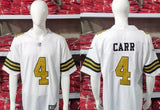 Saints 25/26 Carr #4 White/Gold Game NFL Jersey