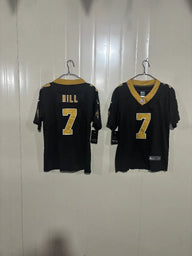 Saints 25/26 Hill #7 Black/Gold Game Kids Jersey