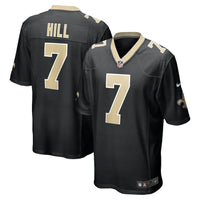 Saints 25/26 Hill #7 Black/Gold Game NFL Jersey