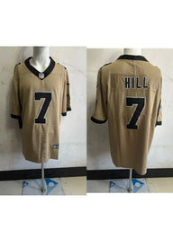 Saints 25/26 Hill #7 Gold/Black Game NFL Jersey