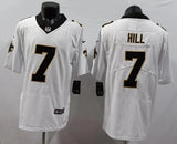 Saints 25/26 Hill #7 White/Black Game NFL Jersey