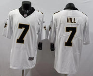 Saints 25/26 Hill #7 White/Black Game NFL Jersey