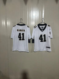 Saints 25/26 Kamara #41 White/Black Game Kids Jersey