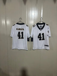 Saints 25/26 Kamara #41 White/Black Game Kids Jersey