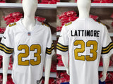 Saints 25/26 Lattimore #23 White/Gold Game NFL Jersey