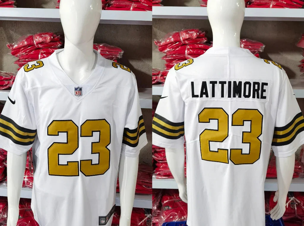 Saints 25/26 Lattimore #23 White/Gold Game NFL Jersey