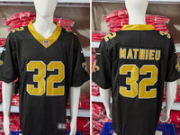Saints 25/26 Mathieu #32 Black/Gold Game NFL Jersey