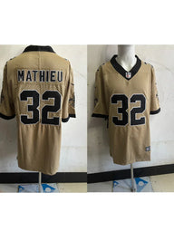 Saints 25/26 Mathieu #32 Gold/Black Game NFL Jersey