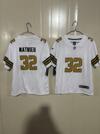 Saints 25/26 Mathieu #32 White/Gold Game Kids Jersey