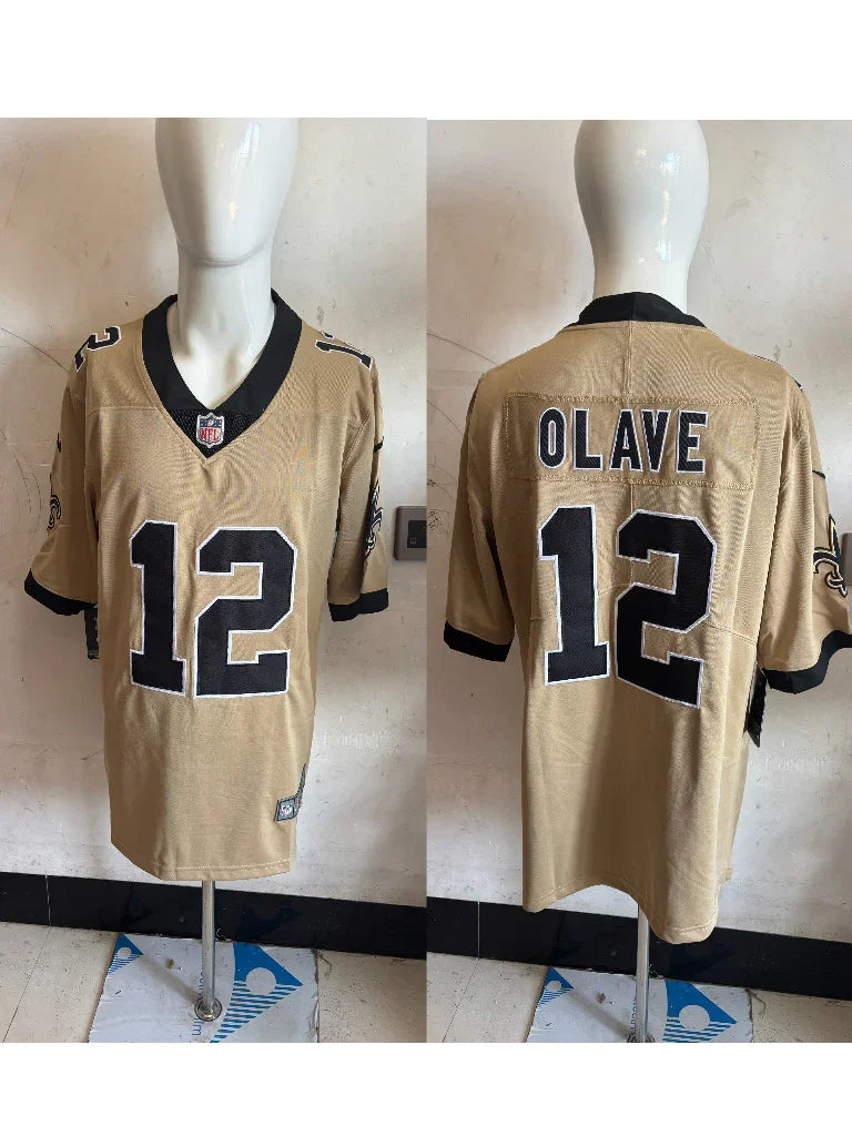 Saints 25/26 Olave #12 Gold/Black Game NFL Jersey
