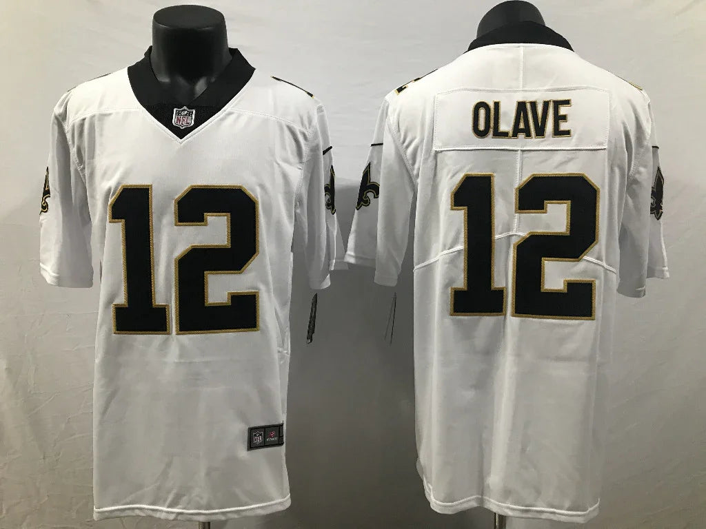 Saints 25/26 Olave #12 White/Black Game NFL Jersey