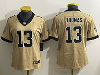 Saints 25/26 Thomas #13 Gold/Black Women NFL Jersey