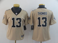 Saints 25/26 Thomas #13 Gold/Black Women NFL Jersey