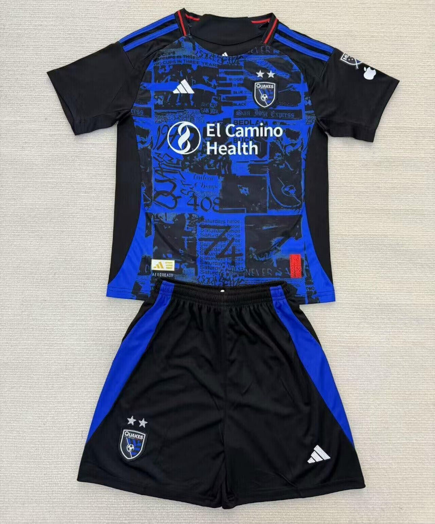 San Jose Earthquakes 25/26 Blue/Black Away Kids Jersey Set