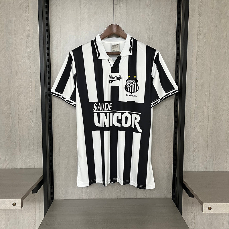 Santos 1996 Vintage Retro Black/White Away Jersey