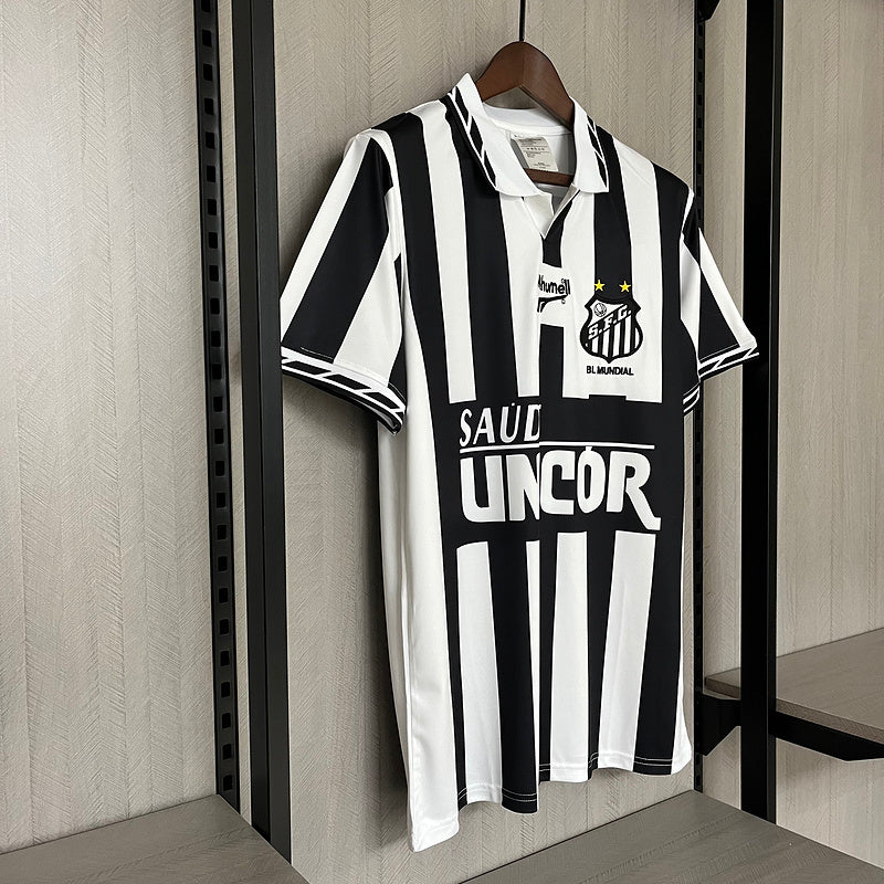 Santos 1996 Vintage Retro Black/White Away Jersey