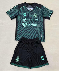 Santos Laguna 25/26 Green/Black Away Kids Jersey Set