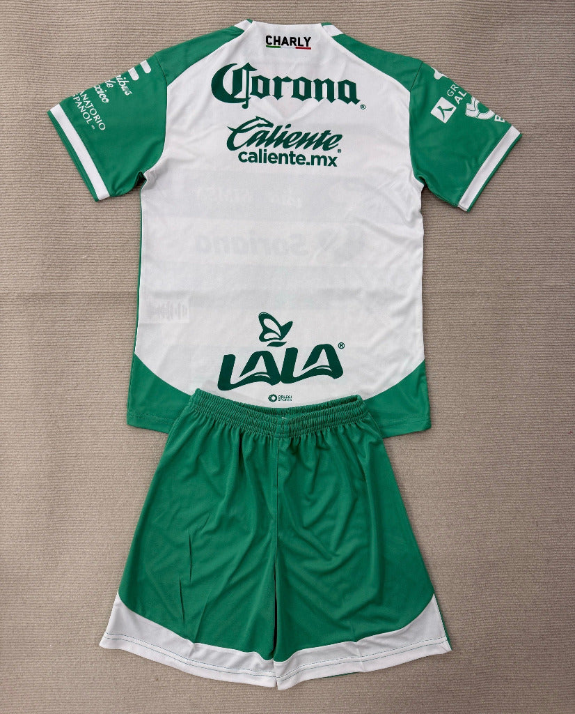 Santos Laguna 25/26 Green/White Home Kids Jersey Set