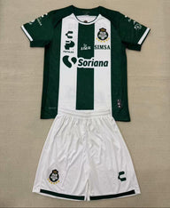 Santos Laguna 25/26 Green/White Stripe Home Kids Jersey Set