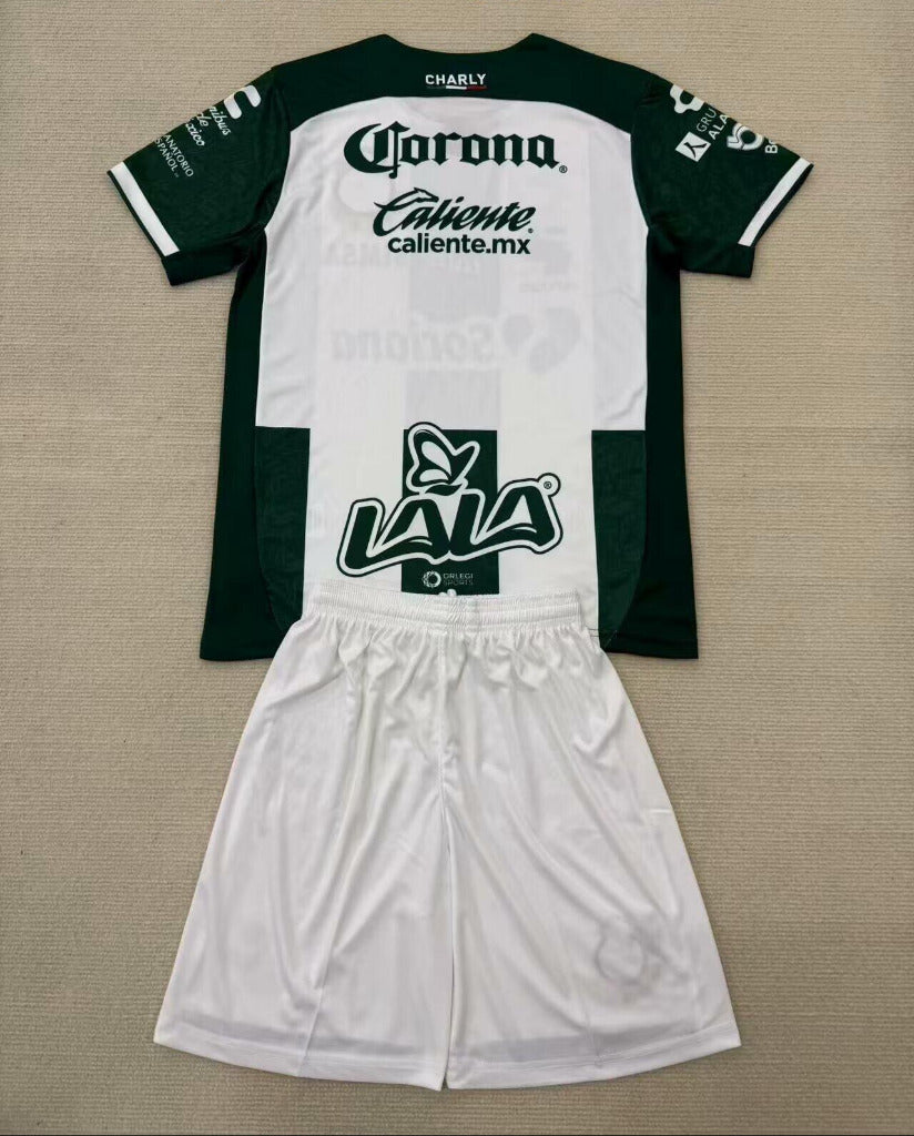 Santos Laguna 25/26 Green/White Stripe Home Kids Jersey Set