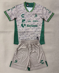 Santos Laguna 25/26 Sand/Green Away Kids Jersey Set