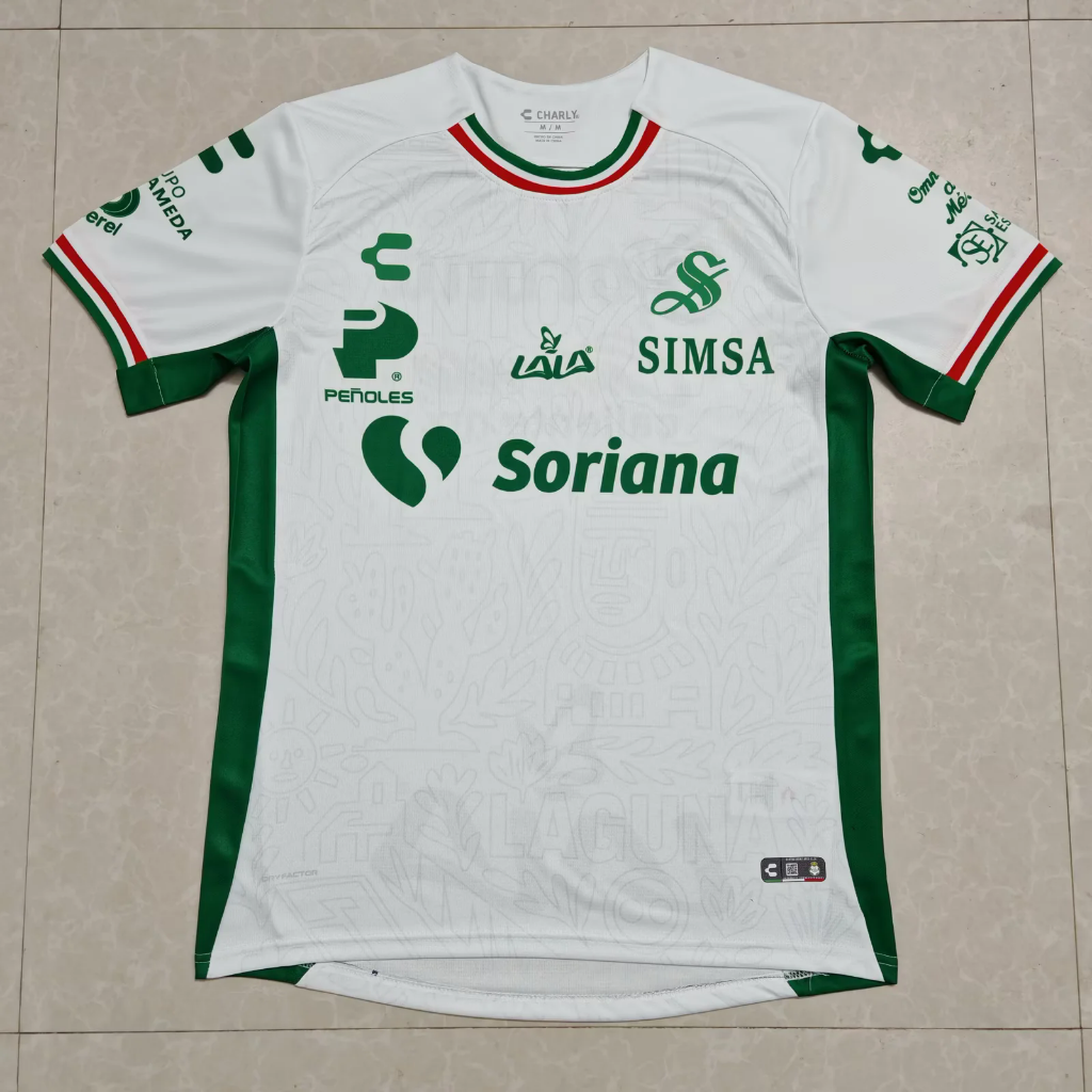 Santos Laguna 25/26 White/Green/Red Third Jersey