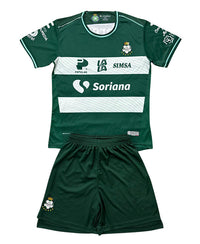 Santos Laguna 26/27 Green/White Horizontal Stripe Home Kids Jersey Set