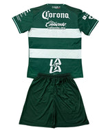 Santos Laguna 26/27 Green/White Horizontal Stripe Home Kids Jersey Set