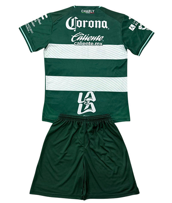 Santos Laguna 26/27 Green/White Horizontal Stripe Home Kids Jersey Set