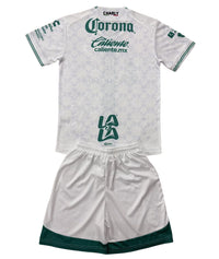 Santos Laguna 26/27 White/Green Vertical Stripe Away Kids Jersey Set