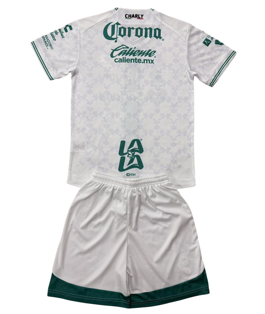 Santos Laguna 26/27 White/Green Vertical Stripe Away Kids Jersey Set