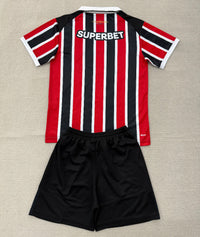 Sao Paulo 26/27 Red/Black/White Stripes Away Kids Jersey Set
