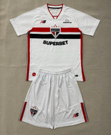 Sao Paulo 26/27 White/Red/Black Chest Stripes Home  Kids Jersey Set