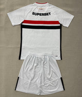 Sao Paulo 26/27 White/Red/Black Chest Stripes Home  Kids Jersey Set
