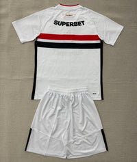 Sao Paulo 26/27 White/Red/Black Chest Stripes Home  Kids Jersey Set
