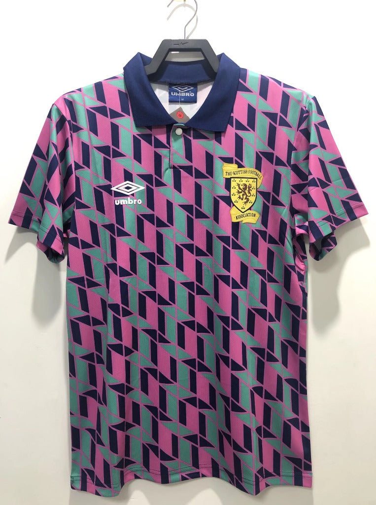 Scotland 1988/89 Vintage Retro Pink/Green Third Away Jersey