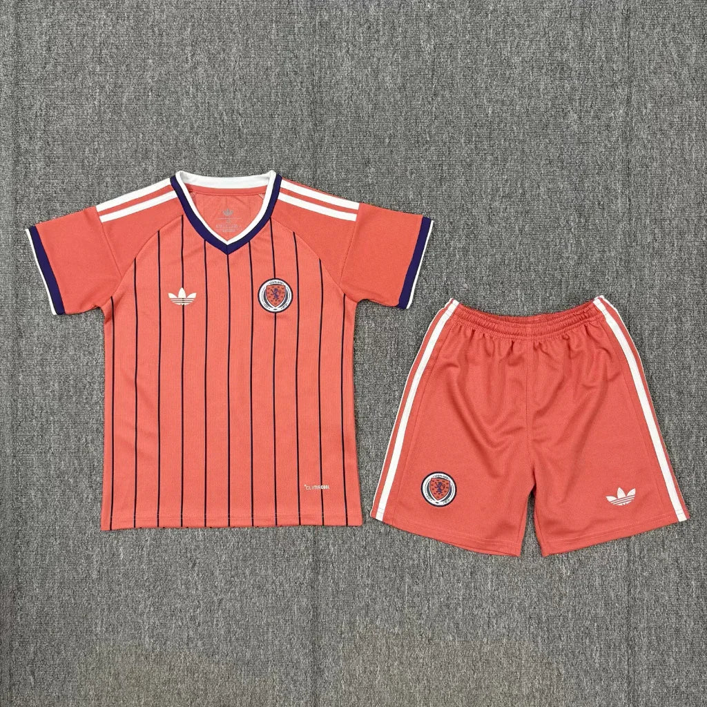 Scotland 2026 World Cup Orange/Blue/White 2 Stripes Away Kids Jersey Set