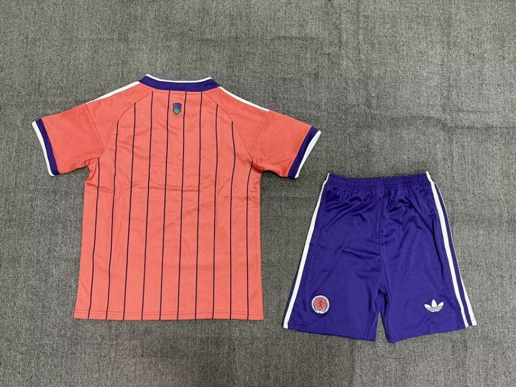 Scotland 2026 World Cup Red/Navy Blue/White Stripes Away Kids Jersey Set