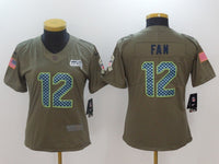 Seahawks 2021/22 Fan #12 Khaki/Blue Women NFL Jersey