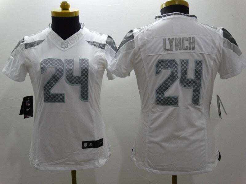 Seahawks 2021/22 Lynch #24 White/Gray Women NFL Jersey