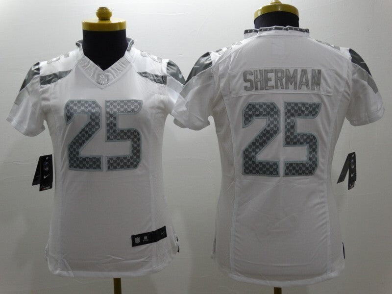 Seahawks 2021/22 Sherman #25 White/Gray Women NFL Jersey