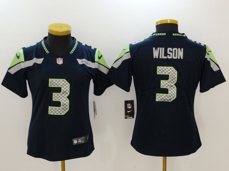 Seahawks 2021/22 Wilson #3 Blue/Green Women NFL Jersey