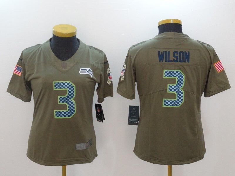 Seahawks 2021/22 Wilson #3 Khaki Women NFL Jersey