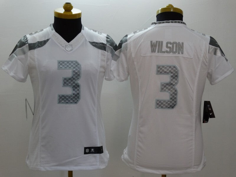 Seahawks 2021/22 Wilson #3 White/Gray Women NFL Jersey