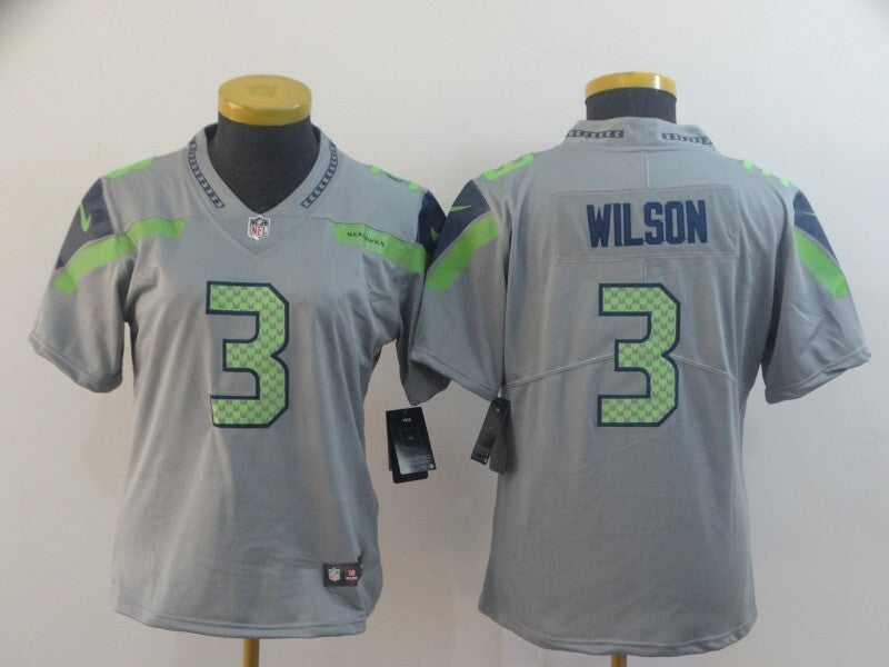 Seahawks 2021/22 Wilson #3 Wolf Gray/Green Women NFL Jersey