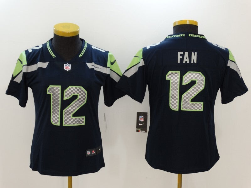 Seahawks 2022/23 Fan #12 Navy/Green Women NFL Jersey