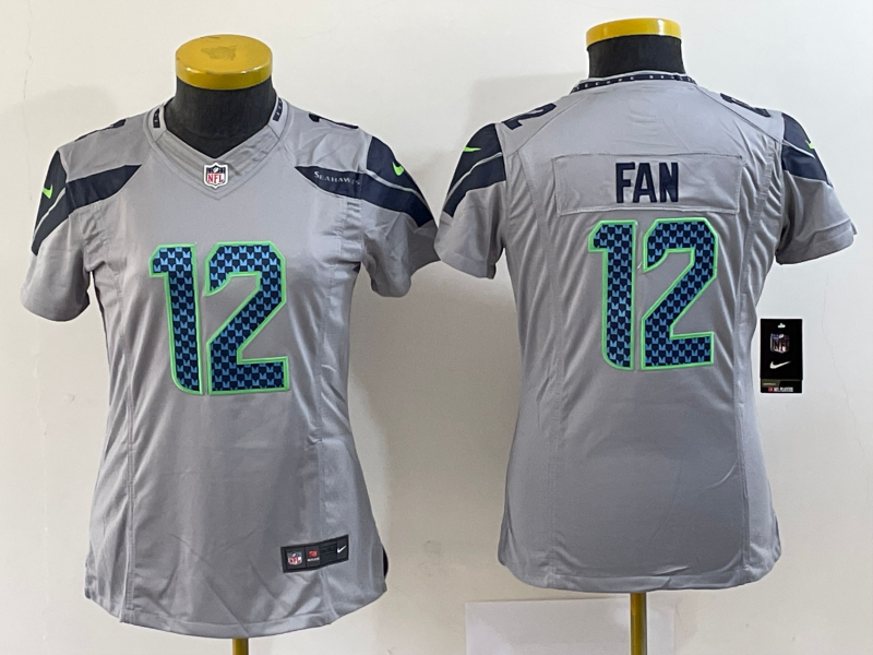 Seahawks 2022/23 Fan #12 Wolf Gray/Blue Women NFL Jersey