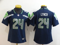 Seahawks 2022/23 Lynch #24 Navy/Green Women NFL Jersey
