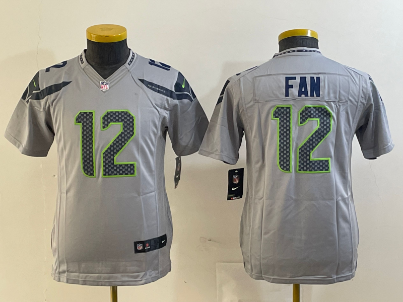 Seahawks 23/24 Fan #12 Wolf Gray Women NFL Jersey